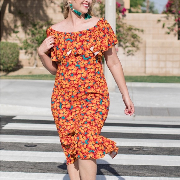 LuLaRoe CiCi Off Shoulder Black Dress With Ruffles BodyCon Size XL NEW - Picture 12 of 15